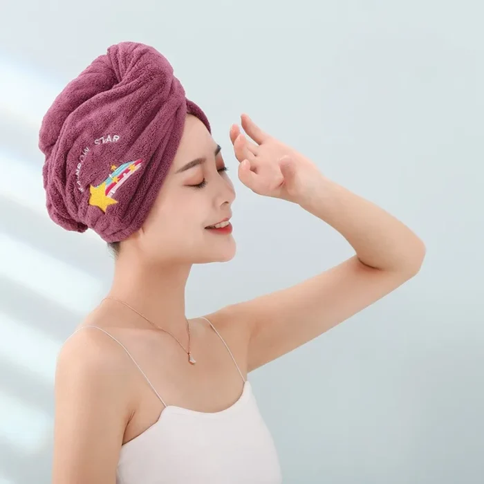 kf-Sb2d56beec74b40d49184380338be23791 Dry Hair Cap Bath Cap with Water Absorption Fast Dry Hair Towel Being Soft without Falling Hair Super Strong Water Absorption - Image 1