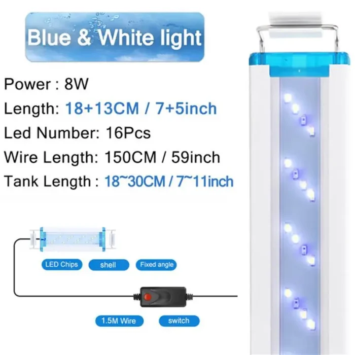 kf-Sb38d1e59959b482f9f9d582920cb03d7j Extensible Waterproof Clip on Lamp For Fish Tank Super Slim LED Aquarium Lighting Aquatic Plant Light - Image 6