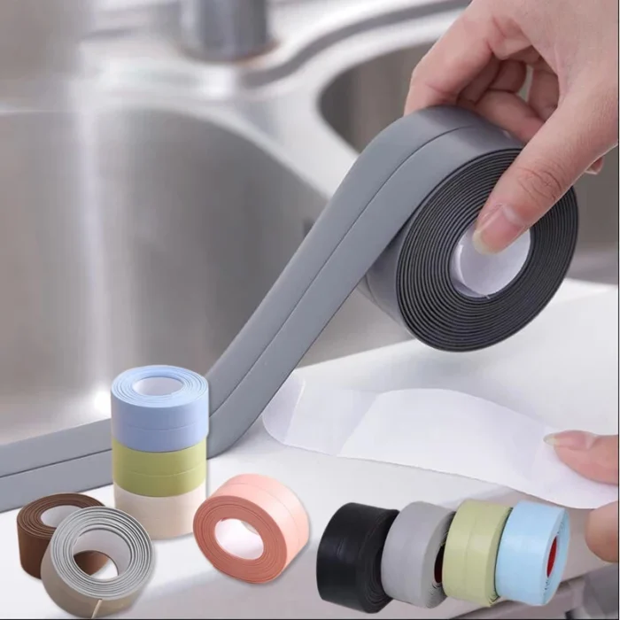 kf-Sb54125a5693c4a908b9e0bd93491a3b4L 1pc Bathroom Waterproof Wall Stickers Sealing Tapes PVC Adhesive Sealing Strips Sink Edge Tape Kitchen Bathroom Accessories - Image 2