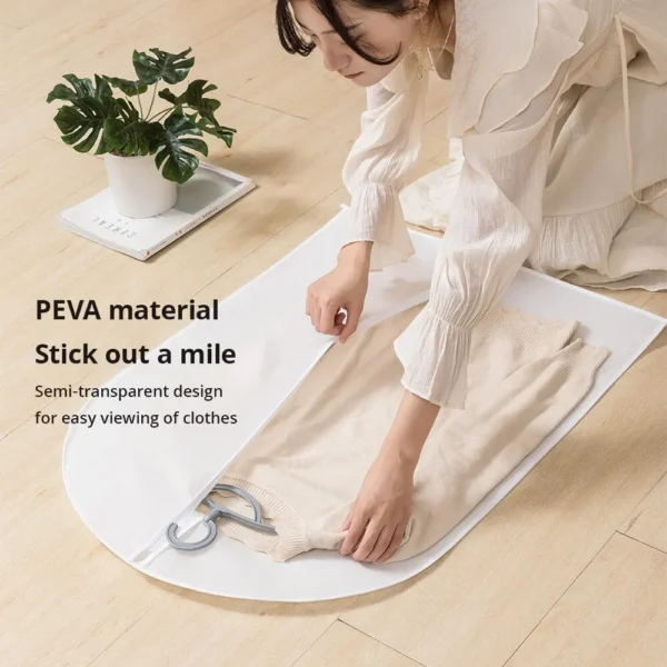 3pcs/4pcs Clothes Dustproof Bag Household Transparent Waterproof Coat Suit Cover Washable Hanging Pocket Clothing Organizer - Image 3