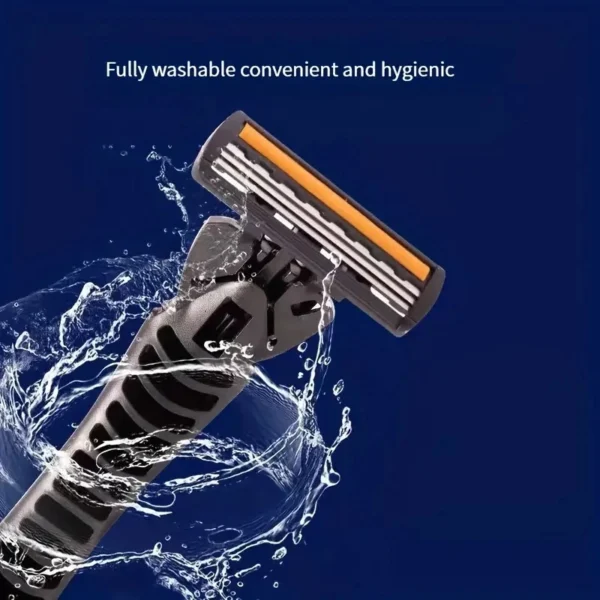 Men's Classic Manual Razor Vintage Water Wash Razor Blade Sharp Blade Anti Scratch Three Layer Blade Razor - Image 4