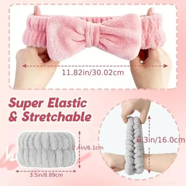 3pcs Microfiber Headbands and Wristbands Set Bath, Makeup and Fitness Soft and Absorbent Hairbands and Wrist Towels - Image 2