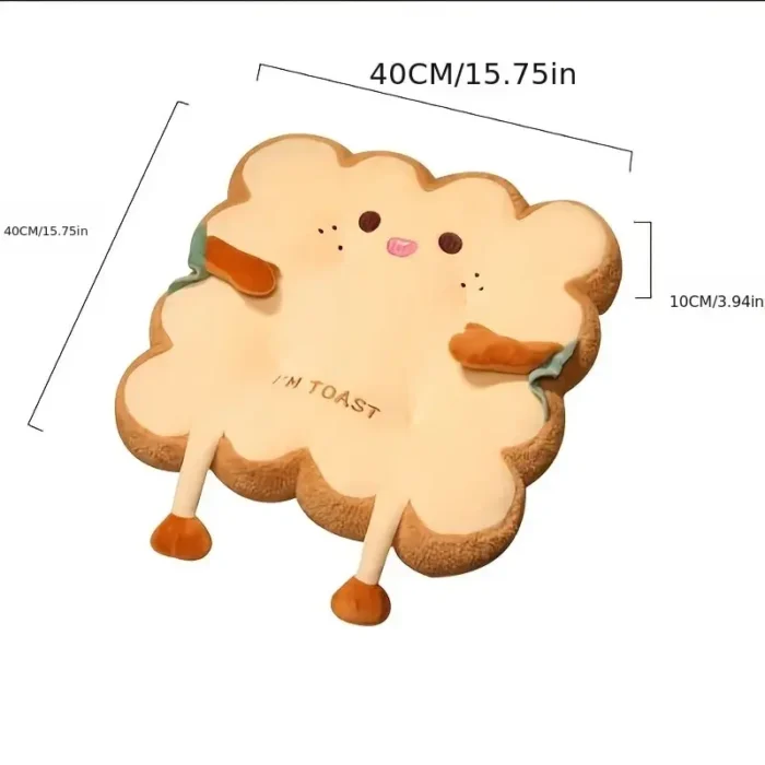 kf-Sba811f384414449a8202824daf2e60cbp 1pc Simulation Bread Toast Cushion Stuffed Memory Foam Pillow Sofa Chair Decor Seat Cushion Cute Student Chair Pad - Image 6