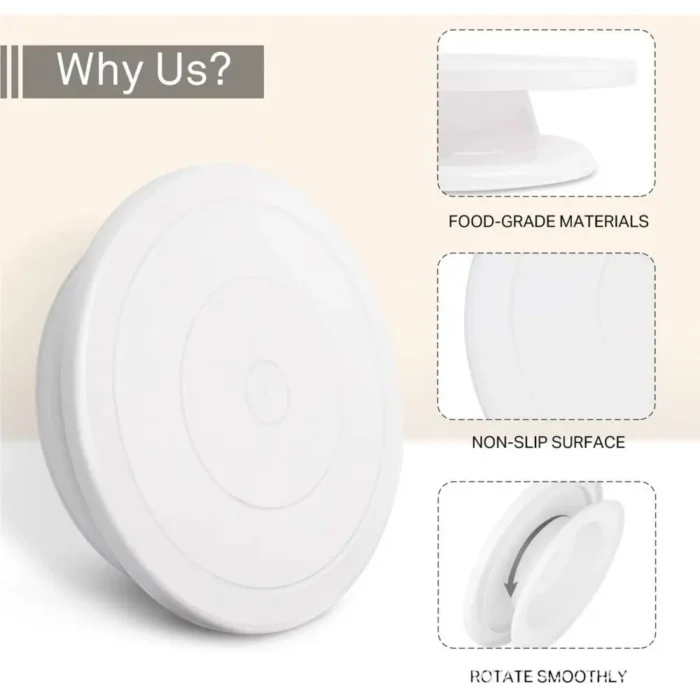 Baking Tools With Non-Slip Edge Plastic Cake Laminating Turntable Table Cake Turntable Laminating Table Cake Tools - Image 1