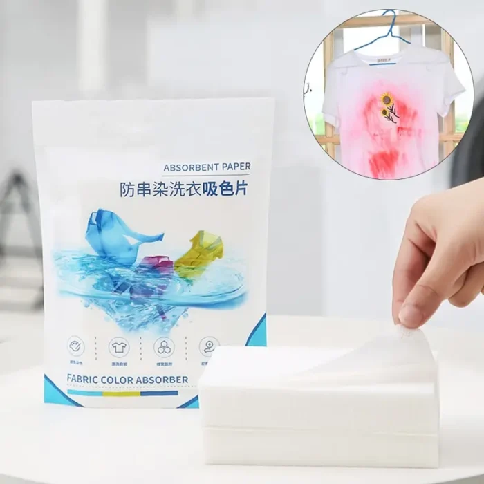 kf-Sbc19a74e3eb247b39d8d9cd968b14cdc0 50 PCS/Bag Laundry Tablets Laundry Paper Anti-Staining Clothes Sheets Anti-String Mixing Color Absorption Washing Accessories - Image 4