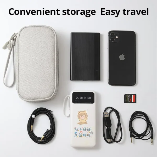 1pc Pink/Grey/Black/Navy Travel Portable Digital Product Storage Bag USB Data Cable Organizer Headset Charging Treasure Box Bag - Image 2