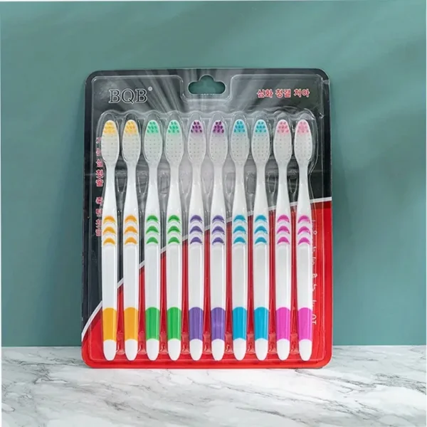 kf-Sbdbb8bc90ac64c43b47a496827da9a93R 10pcs Double Ultra Soft Toothbrush, Bamboo Charcoal NanoToothbrushes, Dental Personal Teeth Brush Support Adult Toothbrush - Image 1