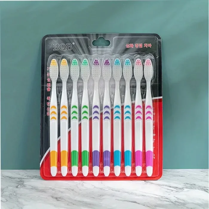 kf-Sbdbb8bc90ac64c43b47a496827da9a93R 10pcs Double Ultra Soft Toothbrush, Bamboo Charcoal NanoToothbrushes, Dental Personal Teeth Brush Support Adult Toothbrush - Image 1