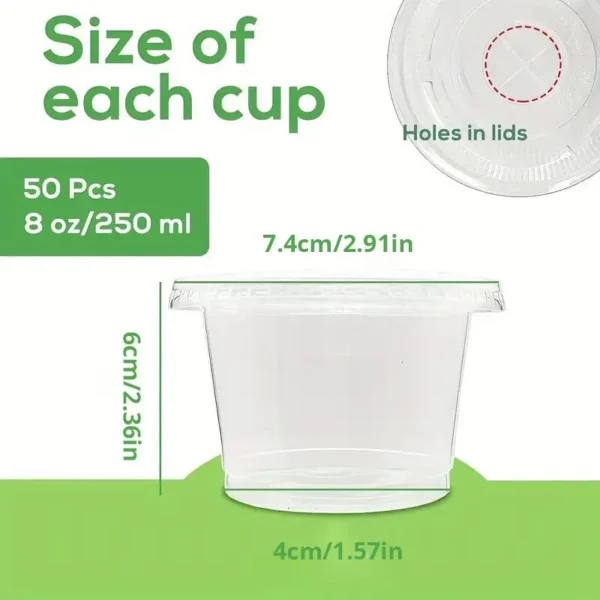 50pcs 5.5oz Disposable Plastic Cups with Lids Perfect for Ice Cream Drinks Soups Snacks Desserts & More! - Image 6
