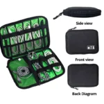 1pc Black Green Storage Bag Electronic Accessory Organizer Portable Usb Data Cable Charger Plug Travel Waterproof Organizer - Image 2