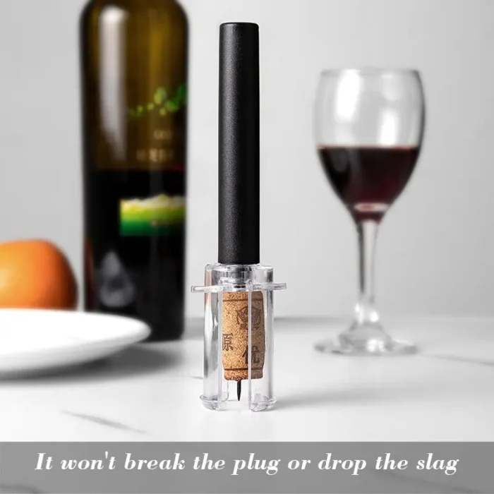 kf-Sc026b72eacfa4093b57ce348f5b1bd50V 1Pc Black Pneumatic Pump Bottle Opener Bottle Opener With Stainless Steel Pin Type Cork Tool Kitchen Opening Tools Accessories - Image 3