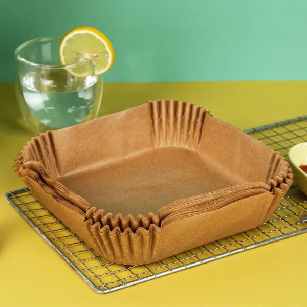 100Pcs Air Fryer Paper Oil Proof Isolation Paper Tray Disposable Non Stick Baking Pad Convenient And Durable Air Fryer Square - Image 1