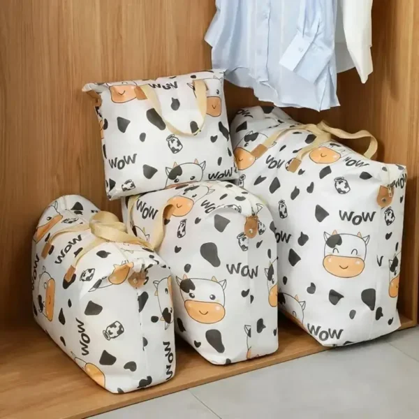 1pc Print Zipper Quilt Storage Bag Zipper Large Capacity Packing Bag Double Handle Moisture-proof Clothes Quilt Storage Bag - Image 2
