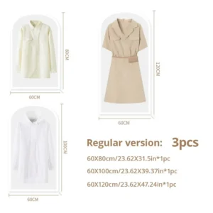 3pcs/4pcs Clothes Dustproof Bag Household Transparent Waterproof Coat Suit Cover Washable Hanging Pocket Clothing Organizer