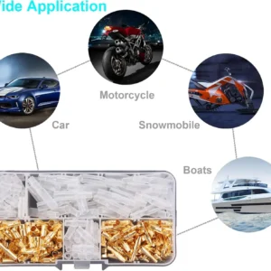 200PCS 3.9mm Bullet Connectors Kit Brass Bullet Male & Female Wire Terminals Connector with Insulation Cover for Motorcycle Moto