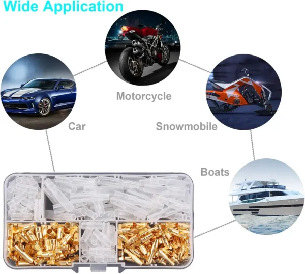 200PCS 3.9mm Bullet Connectors Kit Brass Bullet Male & Female Wire Terminals Connector with Insulation Cover for Motorcycle Moto - Image 5