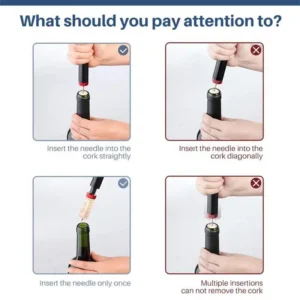 1Pc Black Stainless Steel Wine Air Pressure Corkscrew Cork Remover Air Pump Wine Bottle Opener Safety Portable Wine Corkscrew