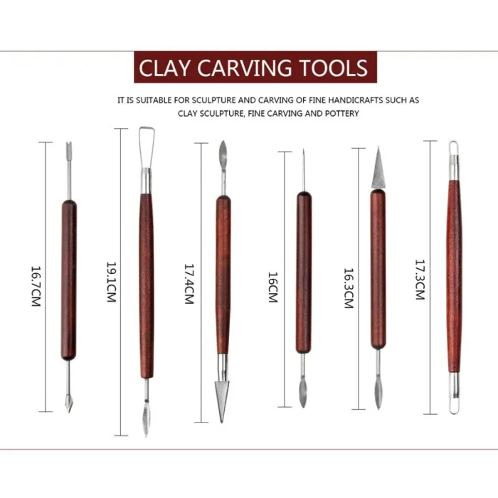 kf-Sc54126f4c849464bb6e145810df5c13d6 6pcs/set Pottery Tools Red Wood Double-Ended Wire Knife For Clay Repair, Clay Sculpture Carving Tool Set Pottery Tools - Image 6