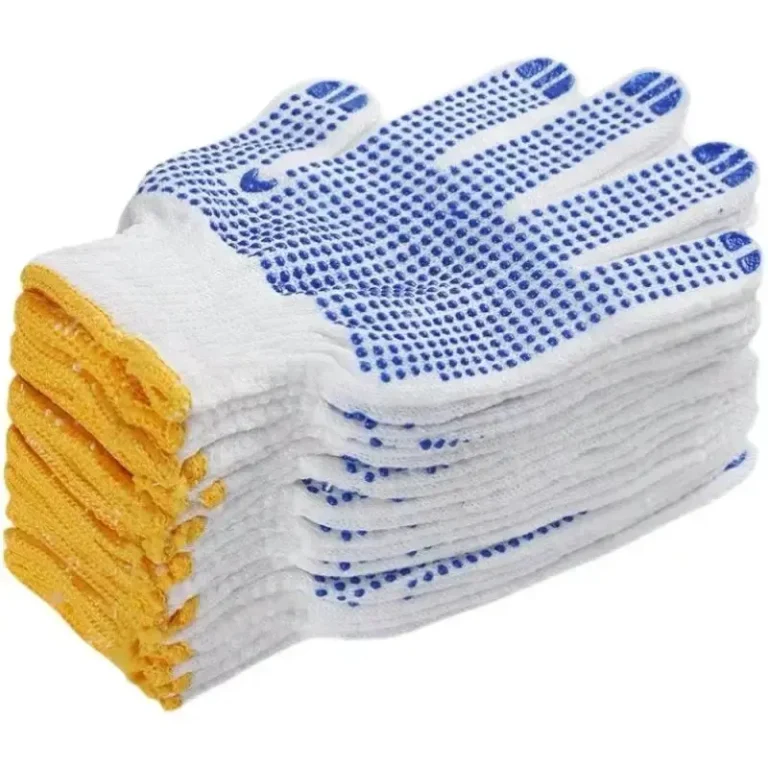 12 Pairs Work Gloves With Anti Slip Grip, PVC Dots Safety Cotton Protection ,For Painter, Mechanic Industrial Construction - Image 1