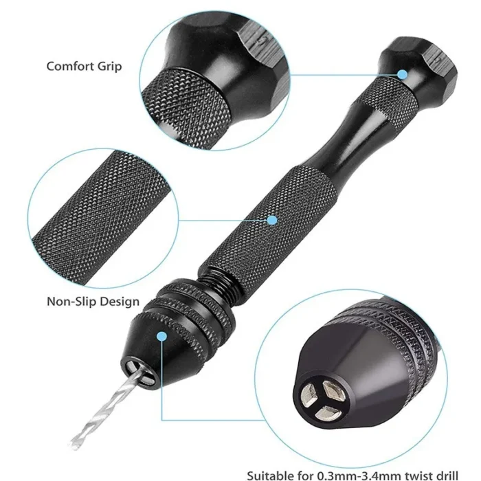 Mini Tool Set with Black Hand Twist Drill 10Pcs Fried Dough Twists Drill for Woodworking Drilling Rotary Wood Holes Tools - Image 3