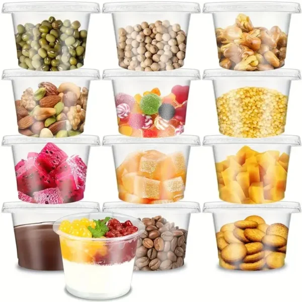 50pcs 5.5oz Disposable Plastic Cups with Lids Perfect for Ice Cream Drinks Soups Snacks Desserts & More! - Image 1