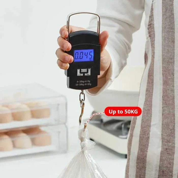 kf-Sc63a6be4880941838d9561d27ef42366o 1pc Black 50kg Portable Electronic Portable Luggage Scale LCD Digital Display Screen Express Delivery Scale Hook Mini Scale - Image 4