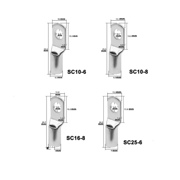20PCS 4-25mm Assortment Tinned Copper Lugs Ring Crimp Terminals Battery Wire Welding Cable Connectors Kit - Image 6