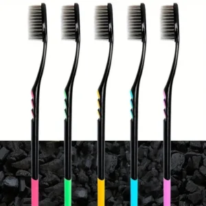 10pcs Charcoal Infused Soft Bristle Toothbrush for Deep Oral Cleaningand Gum Care -Ldeal for Daily Use by Adults at Home