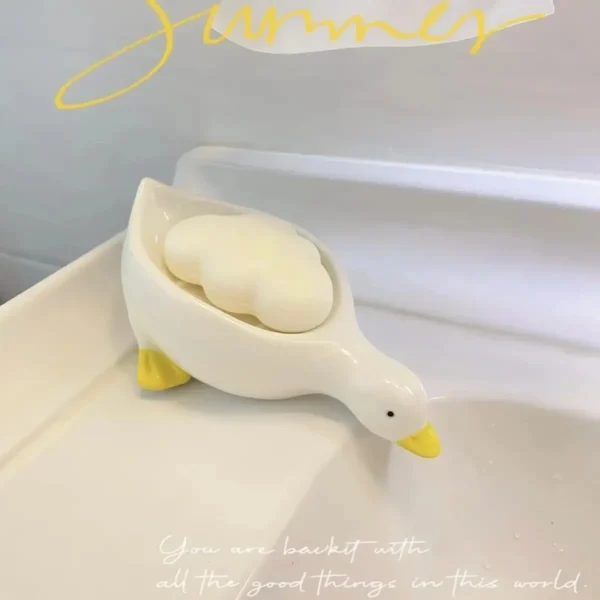 Soap Tray Self-draining Soap Rack Cute Duck-shaped Creative Rack for Shower Bathroom Kitchen Tub Sink Tray Bracket Bathroom - Image 5
