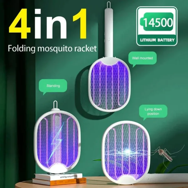 Foldable Electric Mosquito Killer Fly Swatter Trap USB Rechargeable Mosquito Racket Insect Killer with UV Light Bug Zapper 3000V - Image 2