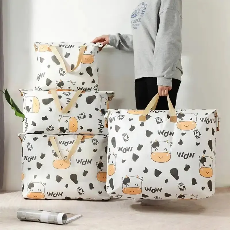kf-Sc9371953920d4796bda39720ac4d227fg 1pc Print Zipper Quilt Storage Bag Zipper Large Capacity Packing Bag Double Handle Moisture-proof Clothes Quilt Storage Bag - Image 1