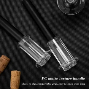 1Pc Black Pneumatic Pump Bottle Opener Bottle Opener With Stainless Steel Pin Type Cork Tool Kitchen Opening Tools Accessories