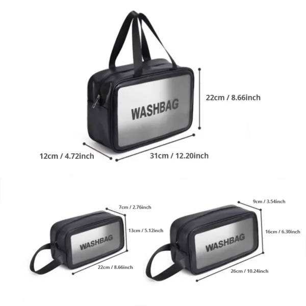 1pc Black Transparent Portable Women Travel Wash Bag Waterproof Makeup Storage Pouch Large Capacity Cosmetic Organizer - Image 6