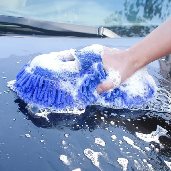 1 Pc Blue Microfiber Chenille Car Wash Sponge Care Washing Brush Pad Cleaning Tool Auto Washing Towel Gloves Styling Accessories - Image 4