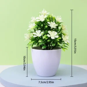 1pc Artificial Flowers Five Leaf Plum Small Potted Plants Can Be Placed Indoors And Outdoors Suitable For Home Decoration