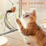 Upgraded Epoxy Sucker Steel Wire Long Rod Feather Cat Teasing Stick Cat Self Hi No Harmful Ingredients - Image 2