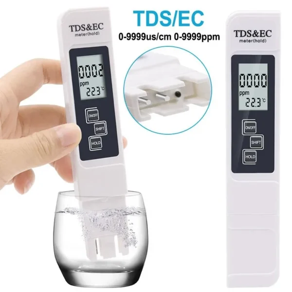 1pc White Handheld TDS Digital Water Tester High Precision Household Purified Tap Water Multifunctional Large Screen Display - Image 3