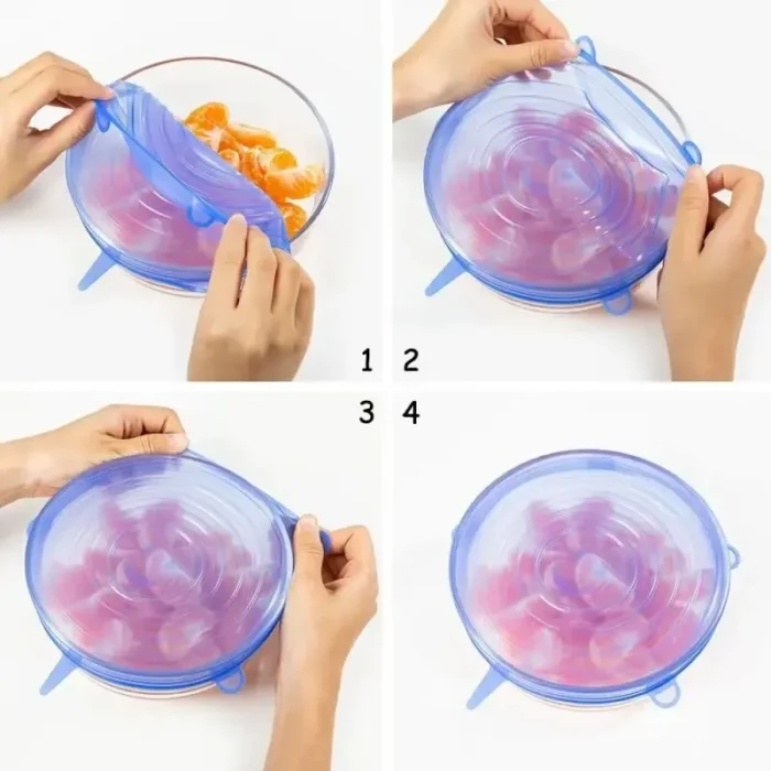 kf-Sd05d1db5b2c9408bb255f6bdce2f686cr 6pcs Reusable Silicone Stretch Lids For Food Bowls - Multifunctional Fruit And Vegetable Fresh-Keeping Cover - Image 4