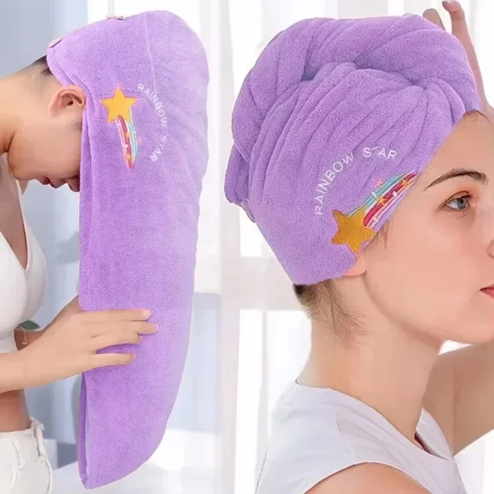 kf-Sd1fc67be0d1e48e7822f62bc1ad64438e 1pc Quickly Dry Hair Hat Super Absorbent Soft Bathroom Women Head Towels Girls Cute Hair Towel Hair Dry Wrap Bonnets - Image 1