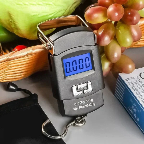 1pc Black 50kg Portable Electronic Portable Luggage Scale LCD Digital Display Screen Express Delivery Scale Hook Mini Scale - Image 5