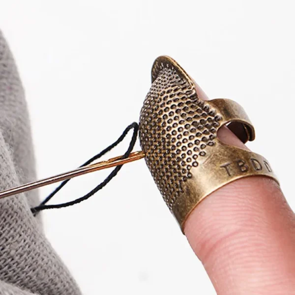 kf-Sd3612b2968634845ab4ef65c4712a52fE 1pc Copper Thimble Sewing Retro Finger Protector Anti Slip Ring For Protect Fingers During Sewing Sewing Supplies Sewing Kit - Image 1