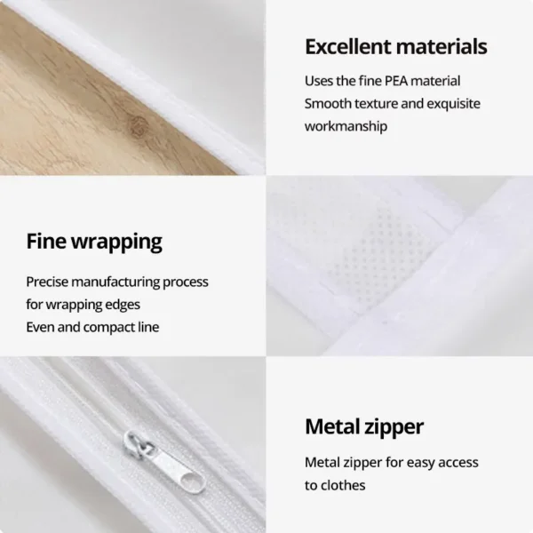 3pcs/4pcs Clothes Dustproof Bag Household Transparent Waterproof Coat Suit Cover Washable Hanging Pocket Clothing Organizer - Image 5