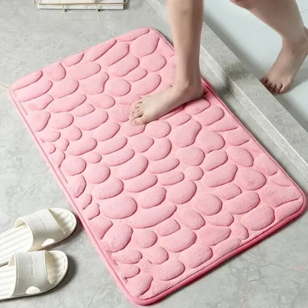 1pc embossed fiber carpet, bathroom living room anti slip mat, pebble floor mat, household items - Image 1
