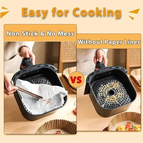 50/100Pcs Air Fryer Disposable Paper Non-Stick Airfryer Baking Papers Round Air-Fryer Paper Liners Paper Kitchen Accessories - Image 5