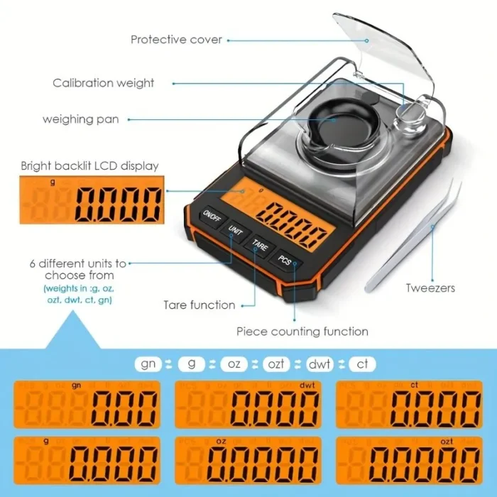 kf-Sd8da9bc8ca4c47c5a38b42c390da4c33n 1pc 0.001g Professional Jewelry Scale 50g Electronic Display Precision Mini Pocket Digital Milligram Scales - Image 2