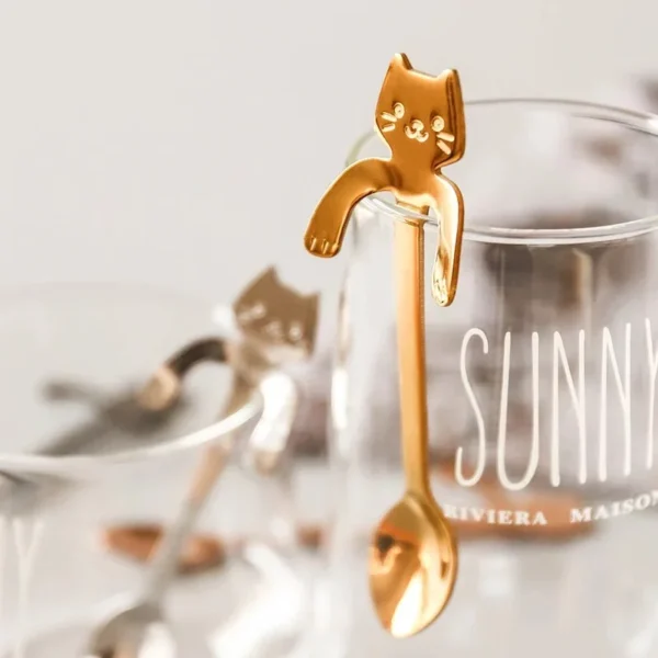 4pcs/set Stainless Steel Mini Cat Kitten Design Stainless Steel Coffee/Tea/Dessert/Drink/Mixing/Milkshake Spoon Flatware Gadgets - Image 3
