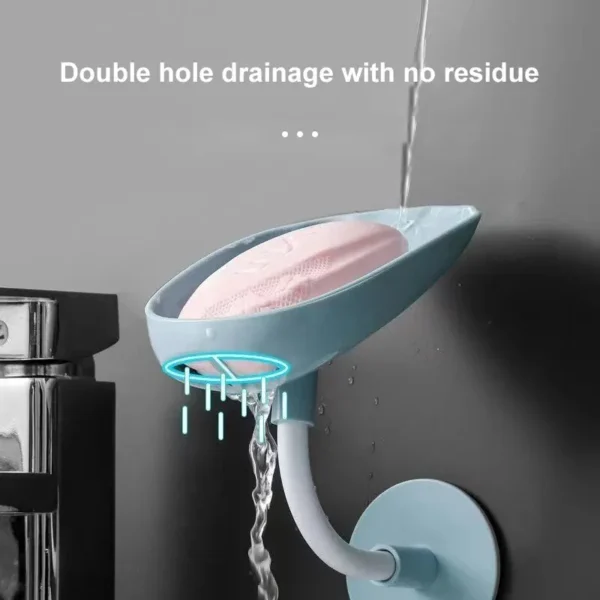 1pc Upgraded Soap Box With Drainage Double Grid Soap Rack, Wall Mounted Toilet With Cover Soap Rack, Non Perforated Soap Box - Image 5