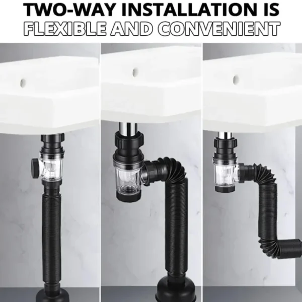 Flip Top Anti-Odor Drain Pipe Set Kitchen Sink Drain Retractable Deodorizing Filter Flexible Downspout Bathroom Anti Clogging - Image 3