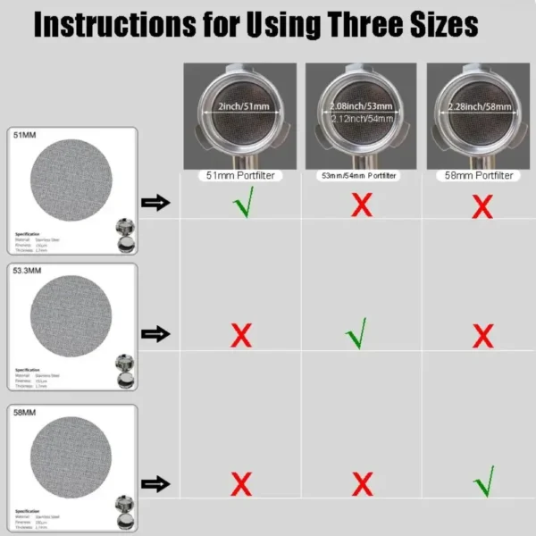 Stainless Steel 51/53.3/58mm Screen Metal Coffee Espresso Reusable Filter for 51/54/58mm Portafilter - Image 5