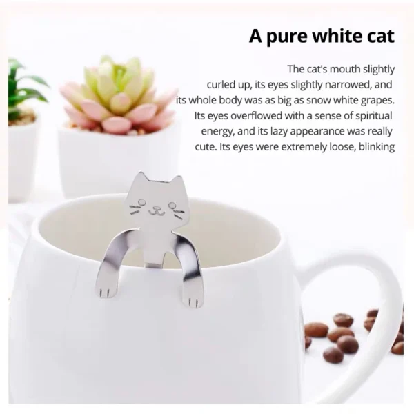 4pcs/set Stainless Steel Mini Cat Kitten Design Stainless Steel Coffee/Tea/Dessert/Drink/Mixing/Milkshake Spoon Flatware Gadgets - Image 2